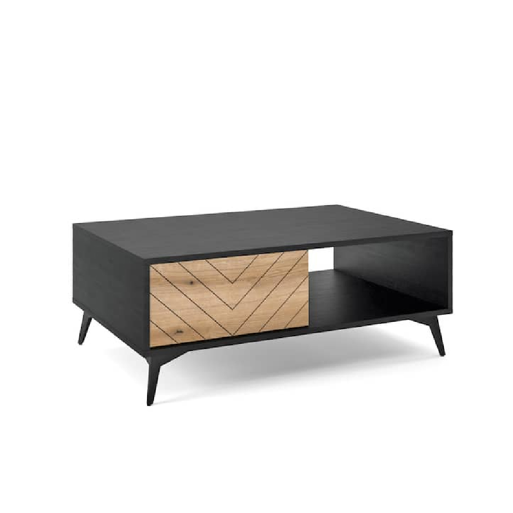 Dieppe Wooden Coffee Table With 2 Drawers In Evoke Oak