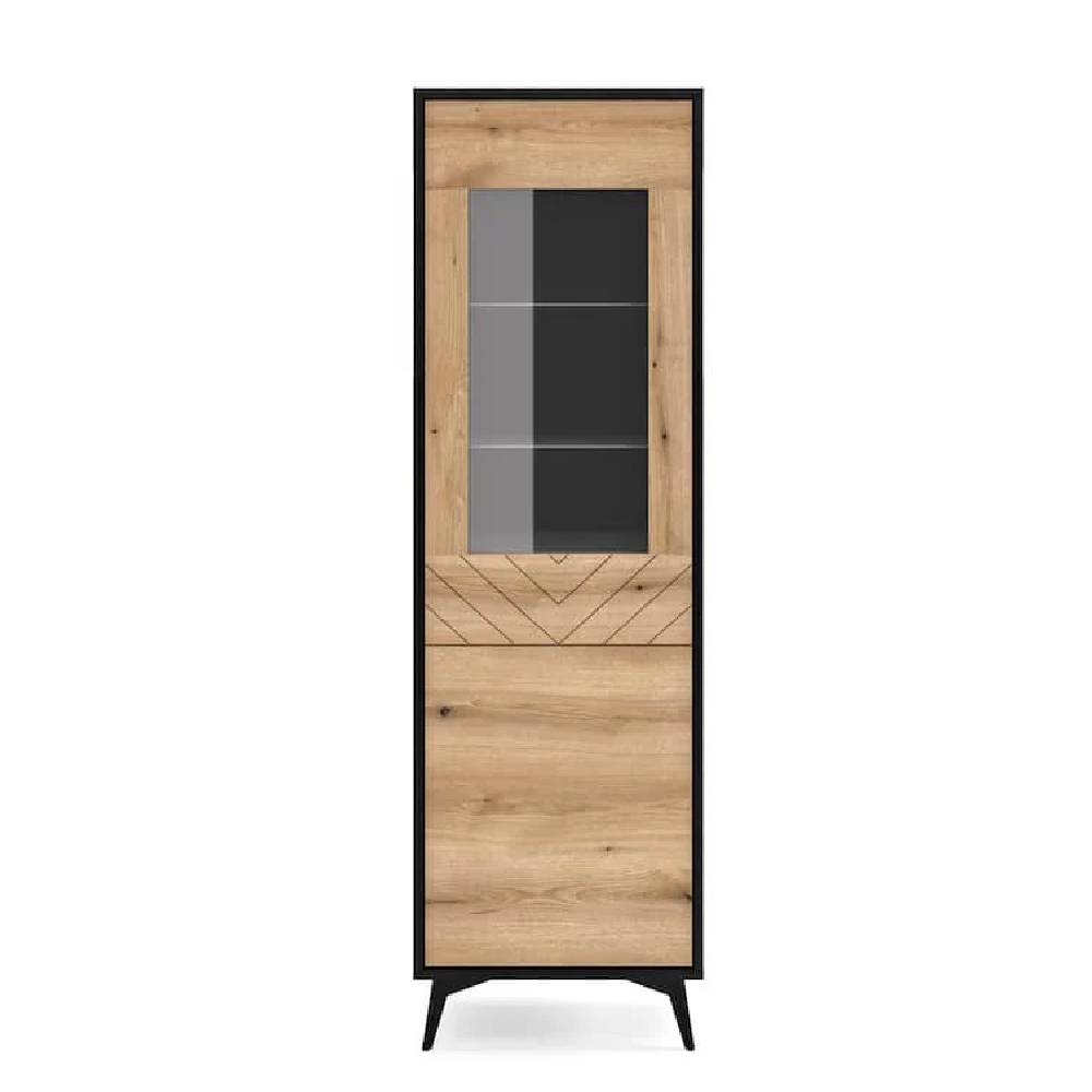 Dieppe Wooden Display Cabinet With 1 Door In Evoke Oak