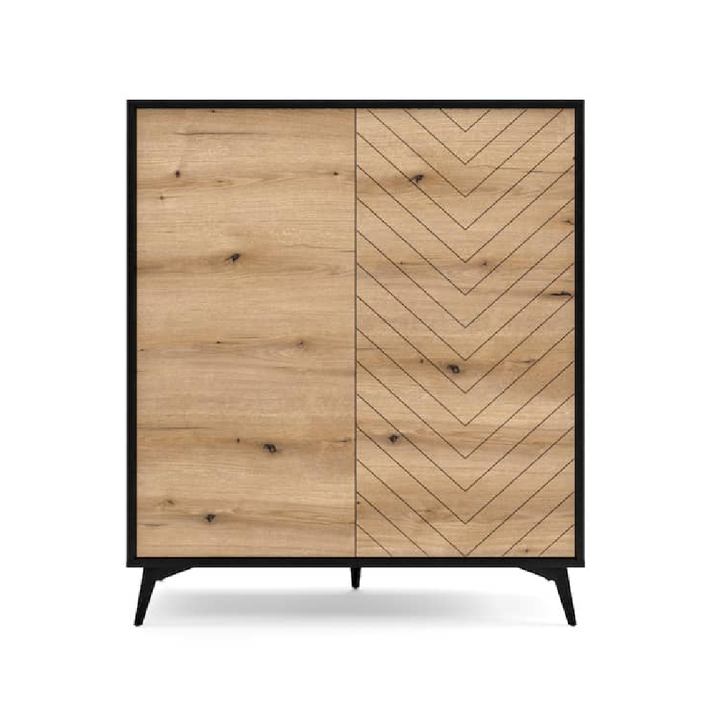 Dieppe Wooden Highboard With 2 Doors In Evoke Oak