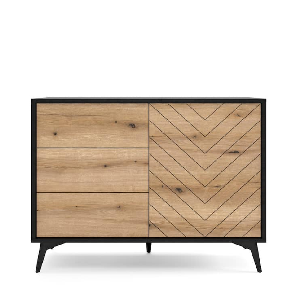 Dieppe Wooden Sideboard 1 Door 3 Drawers In Evoke Oak
