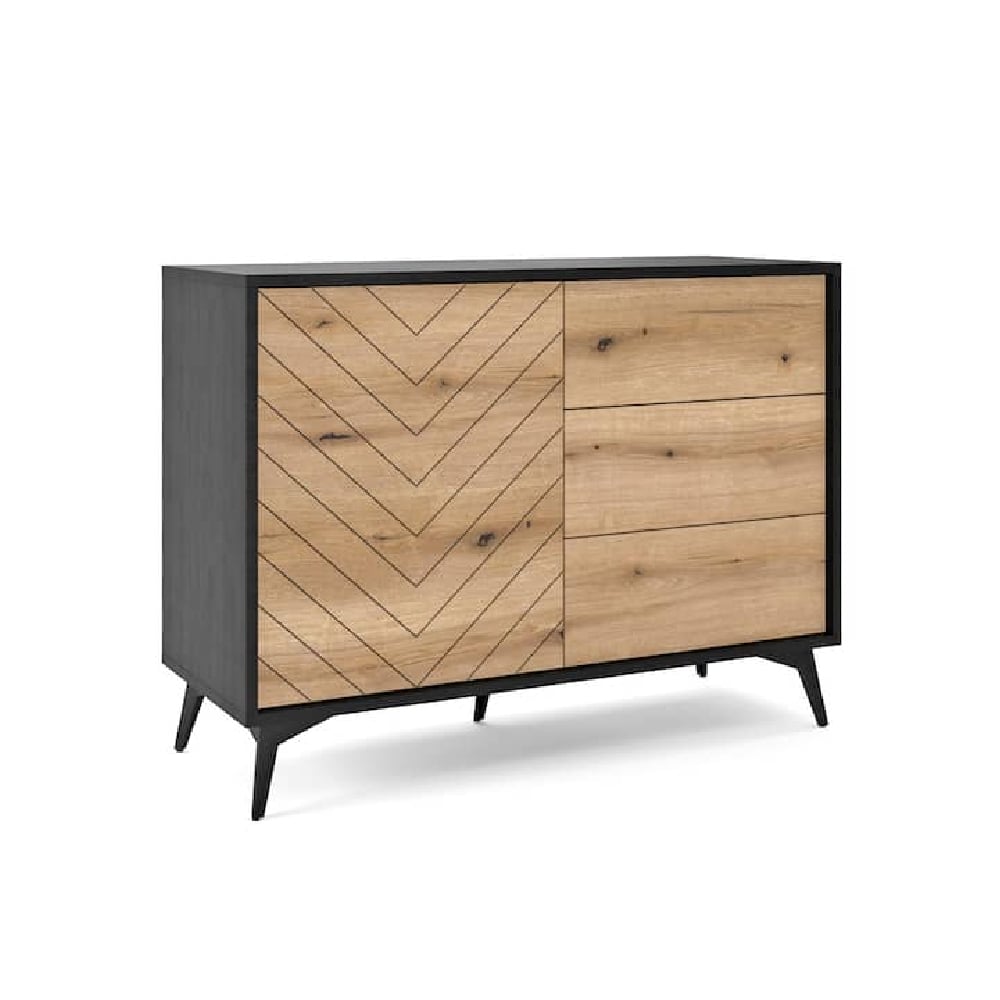 Read more about Dieppe wooden sideboard 1 door 3 drawers in evoke oak