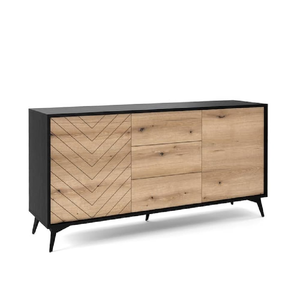 Dieppe Wooden Sideboard 2 Doors 3 Drawers In Evoke Oak