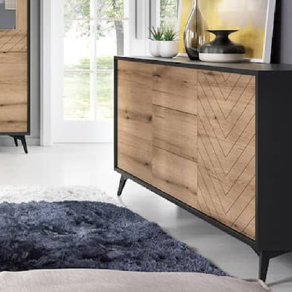 Read more about Dieppe wooden sideboard 2 doors 3 drawers in evoke oak