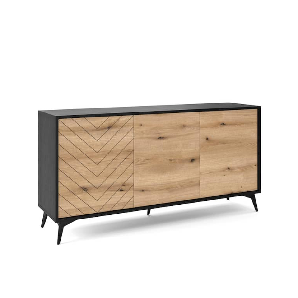 Dieppe Wooden Sideboard With 3 Doors In Evoke Oak