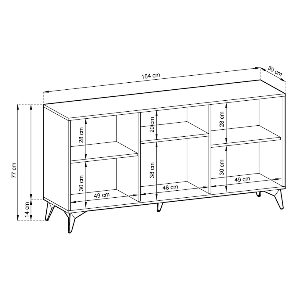 Dieppe Wooden Sideboard With 3 Doors In Evoke Oak