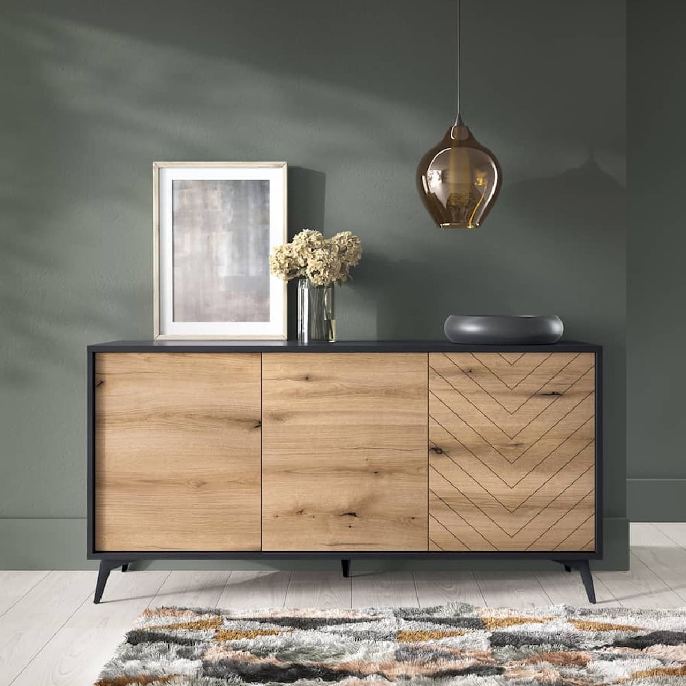 Read more about Dieppe wooden sideboard with 3 doors in evoke oak