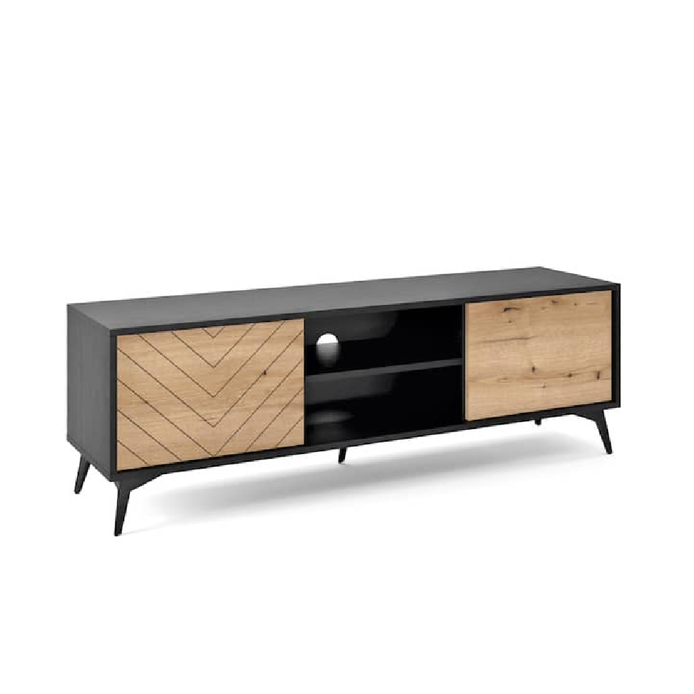 Dieppe Wooden TV Stand With 2 Doors In Evoke Oak