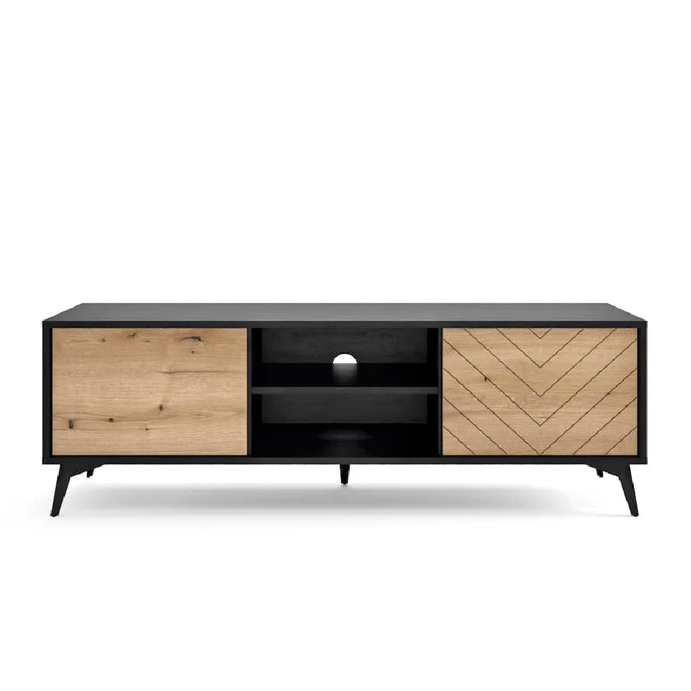 Dieppe Wooden TV Stand With 2 Doors In Evoke Oak