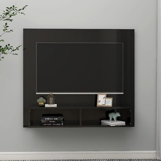 Product photograph of Dierk High Gloss Wall Entertainment Unit In Black from Furniture in Fashion