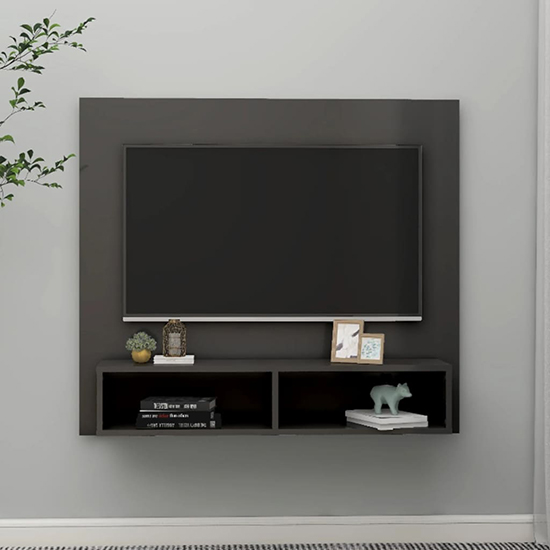 Read more about Dierk high gloss wall entertainment unit in grey