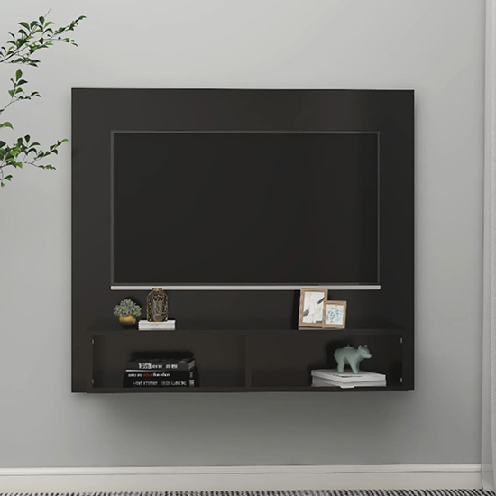 Product photograph of Dierk Wooden Wall Entertainment Unit In Black from Furniture in Fashion