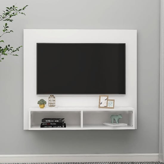 Product photograph of Dierk Wooden Wall Entertainment Unit In White from Furniture in Fashion