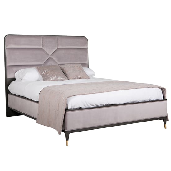 Dileta Velvet King Size Bed In Ebony