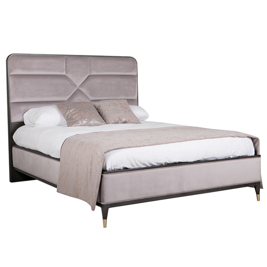 Read more about Dileta velvet king size bed in ebony