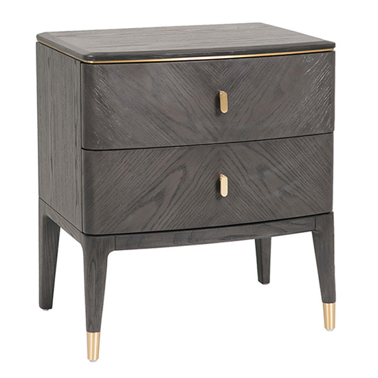 Dileta Wooden Bedside Cabinet With 2 Drawers In Brown
