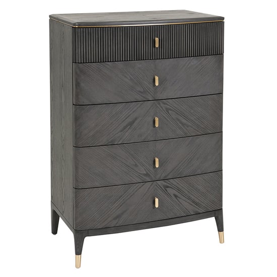 Photo of Dileta wooden chest of 5 drawers in ebony