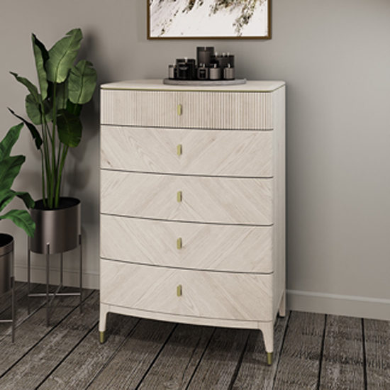 Read more about Dileta wooden chest of 5 drawers in white