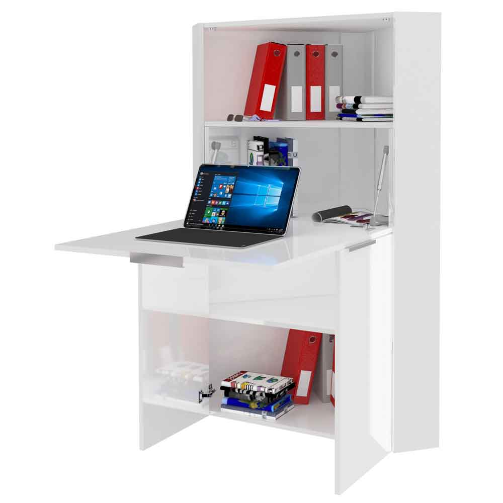 Dilliner High Gloss Foldable Corner Laptop Desk In White