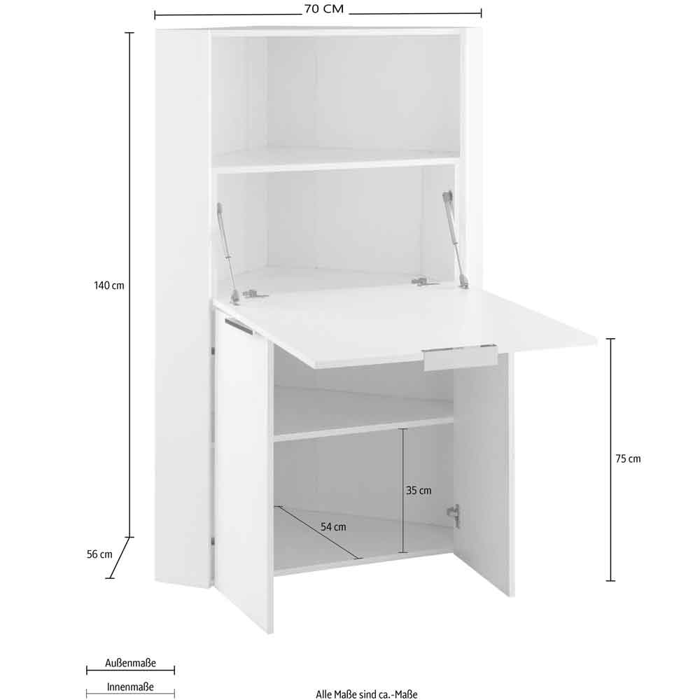 Dilliner High Gloss Foldable Corner Laptop Desk In White