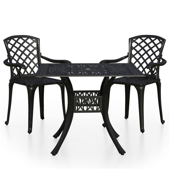 Dillon Cast Aluminium 3 Piece Bistro Set In Black
