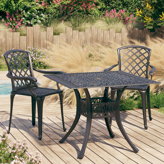 Dillon Cast Aluminium 3 Piece Bistro Set In Black Furniture in Fashion