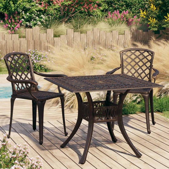 Photo of Dillon cast aluminium 3 piece bistro set in bronze