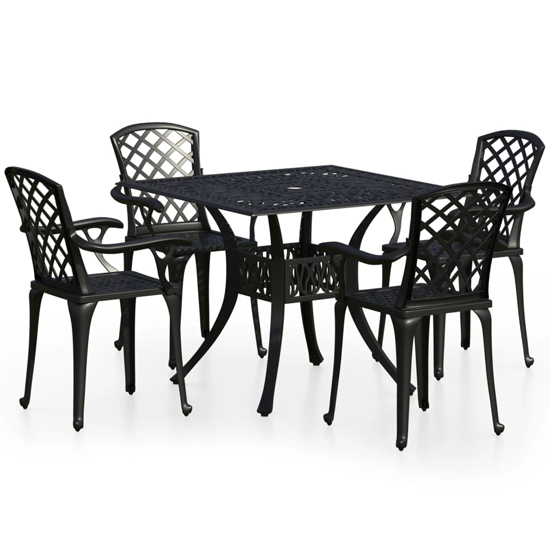 Dillon Cast Aluminium 5 Piece Bistro Set In Black