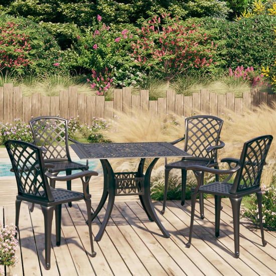 Dillon Cast Aluminium 5 Piece Bistro Set In Black