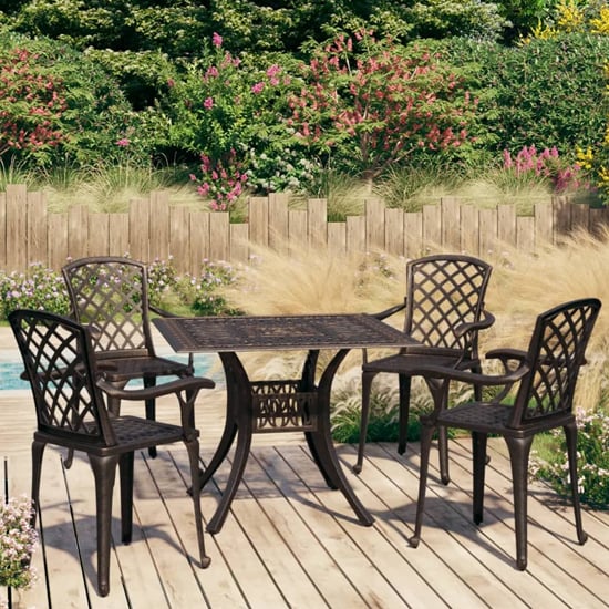 Product photograph of Dillon Cast Aluminium 5 Piece Bistro Set In Bronze from Furniture in Fashion