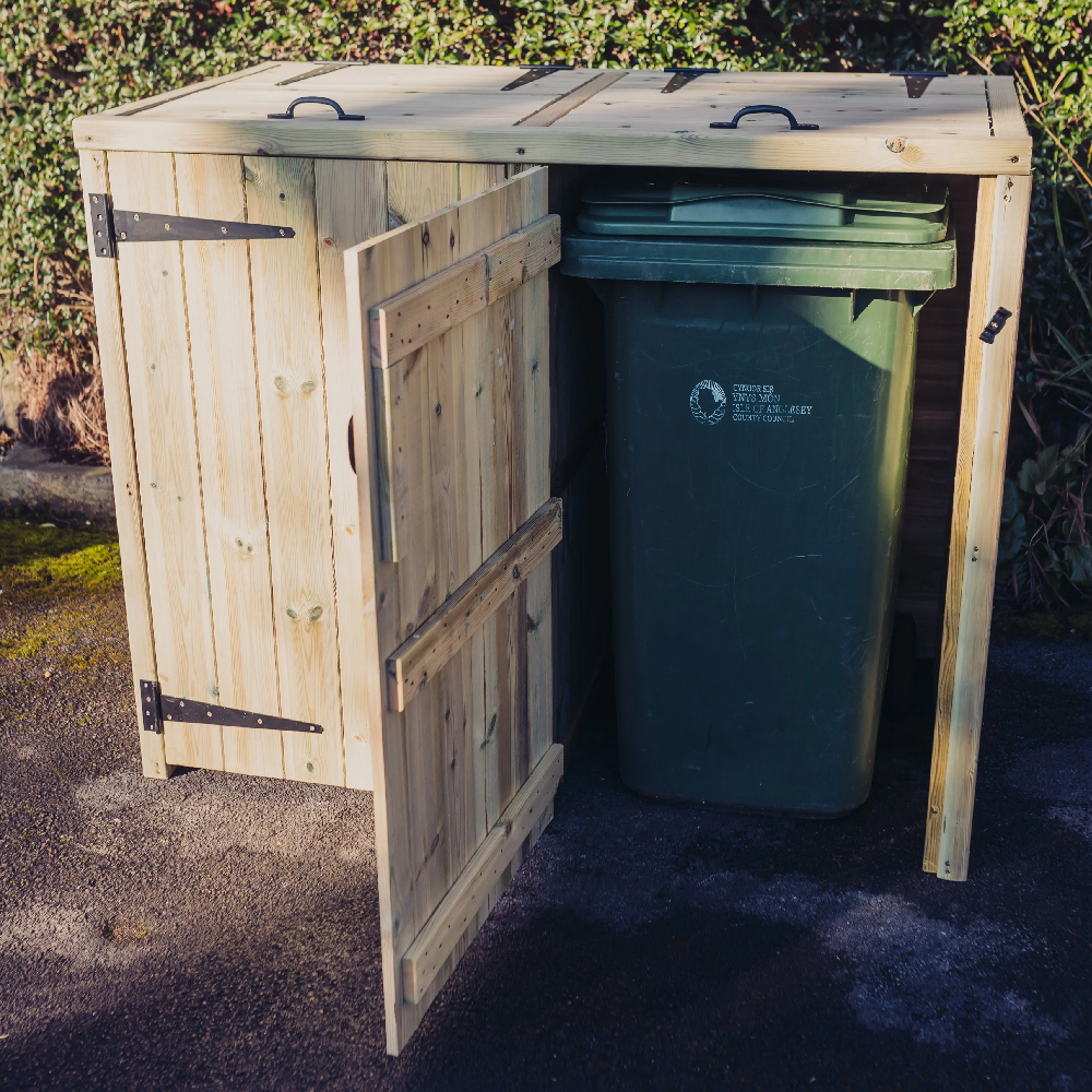 Dillon Wooden Outdoor Double Bin Store In Natural