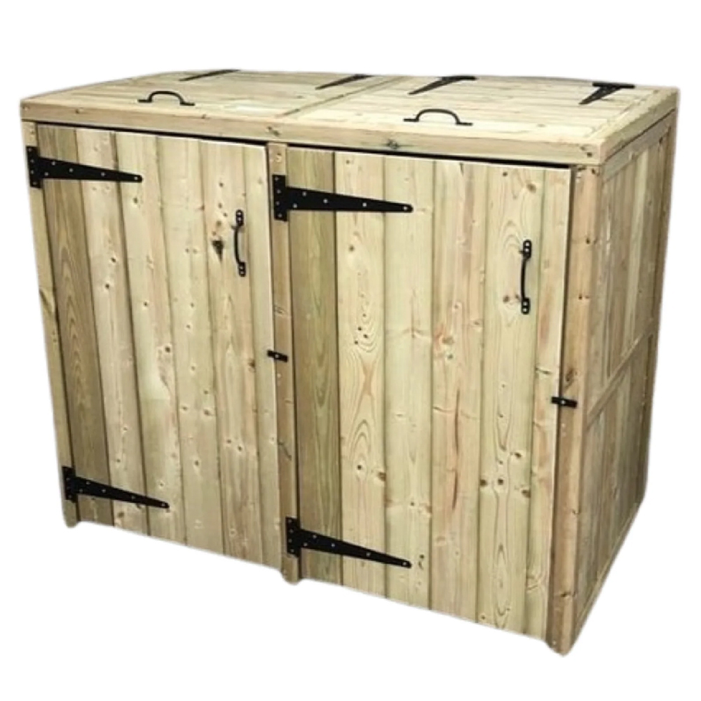 Dillon Wooden Outdoor Double Bin Store In Natural