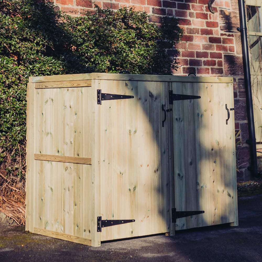 Product photograph of Dillon Wooden Outdoor Double Bin Store In Natural from Furniture in Fashion