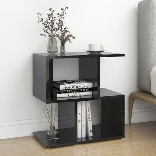 Dimitar High Gloss Bedside Cabinet In Black