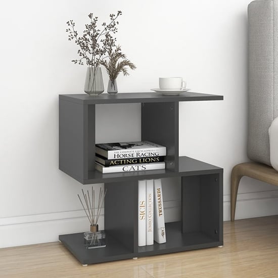 Photo of Dimitar wooden bedside cabinet in grey