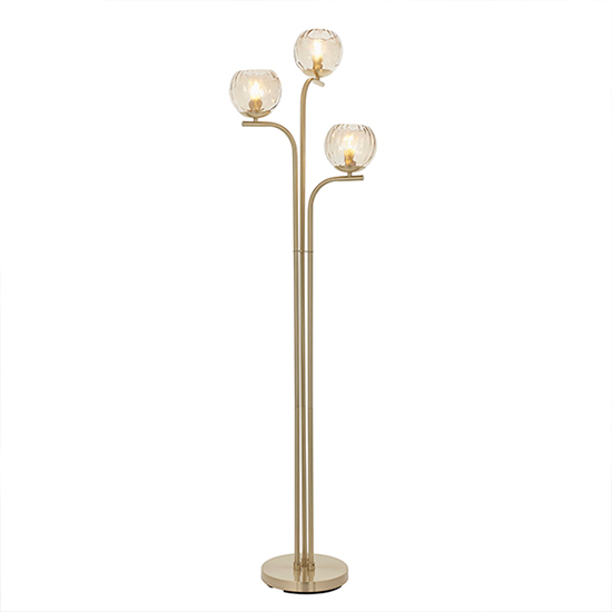 Dimple 3 Lights Champagne Glass Floor Lamp In Brushed Brass_2