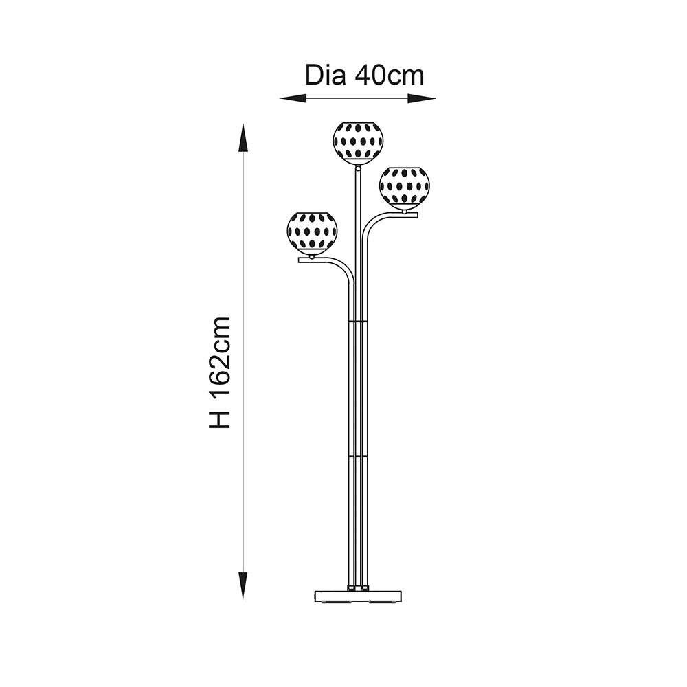 Dimple 3 Light Champagne Glass Shade Floor Lamp In Brass