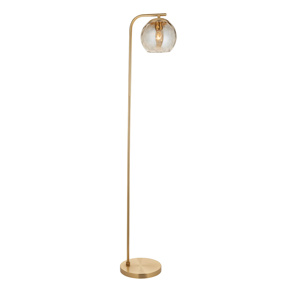 Dimple Champagne Glass Shade Floor Lamp In Brass