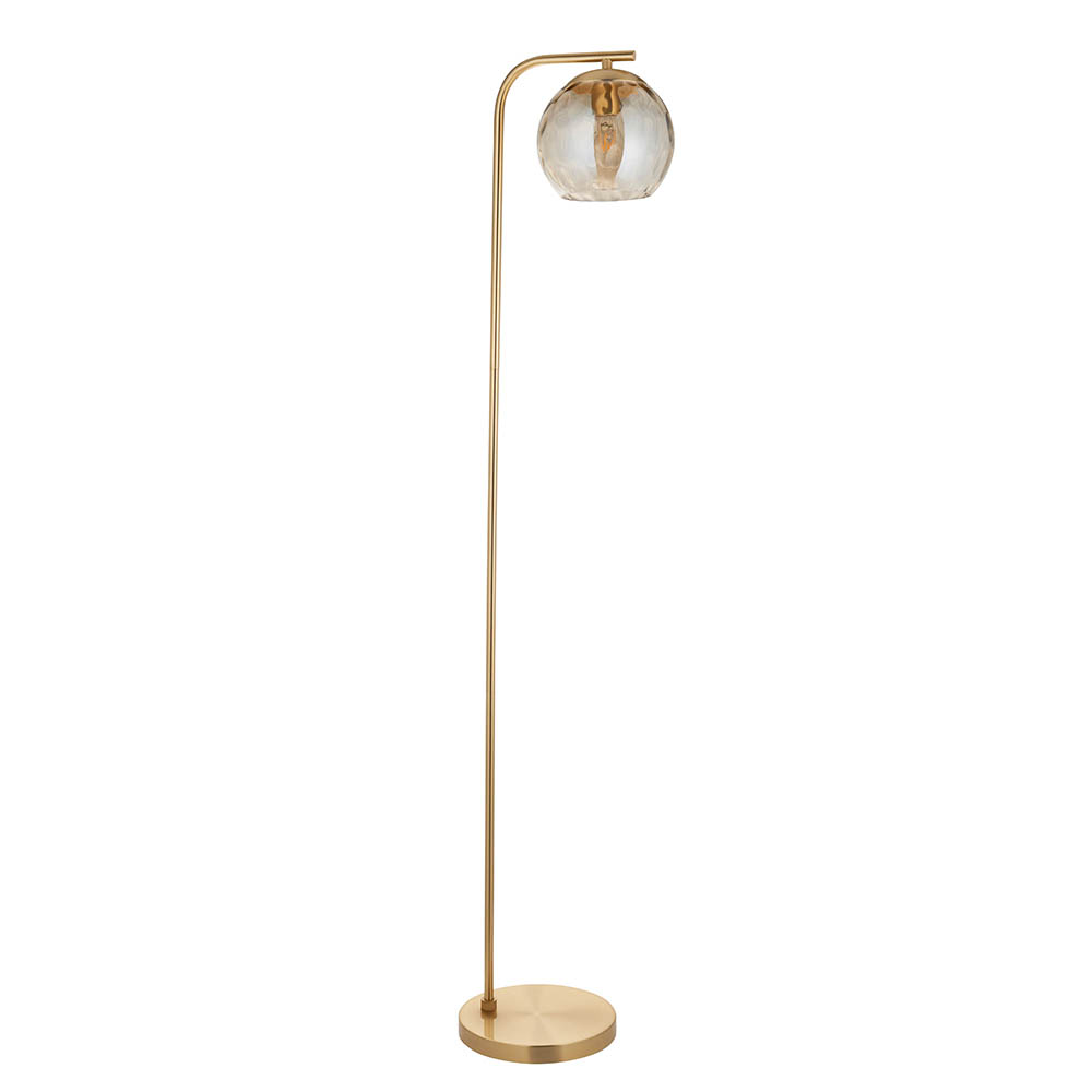 Dimple Champagne Glass Shade Floor Lamp In Brass
