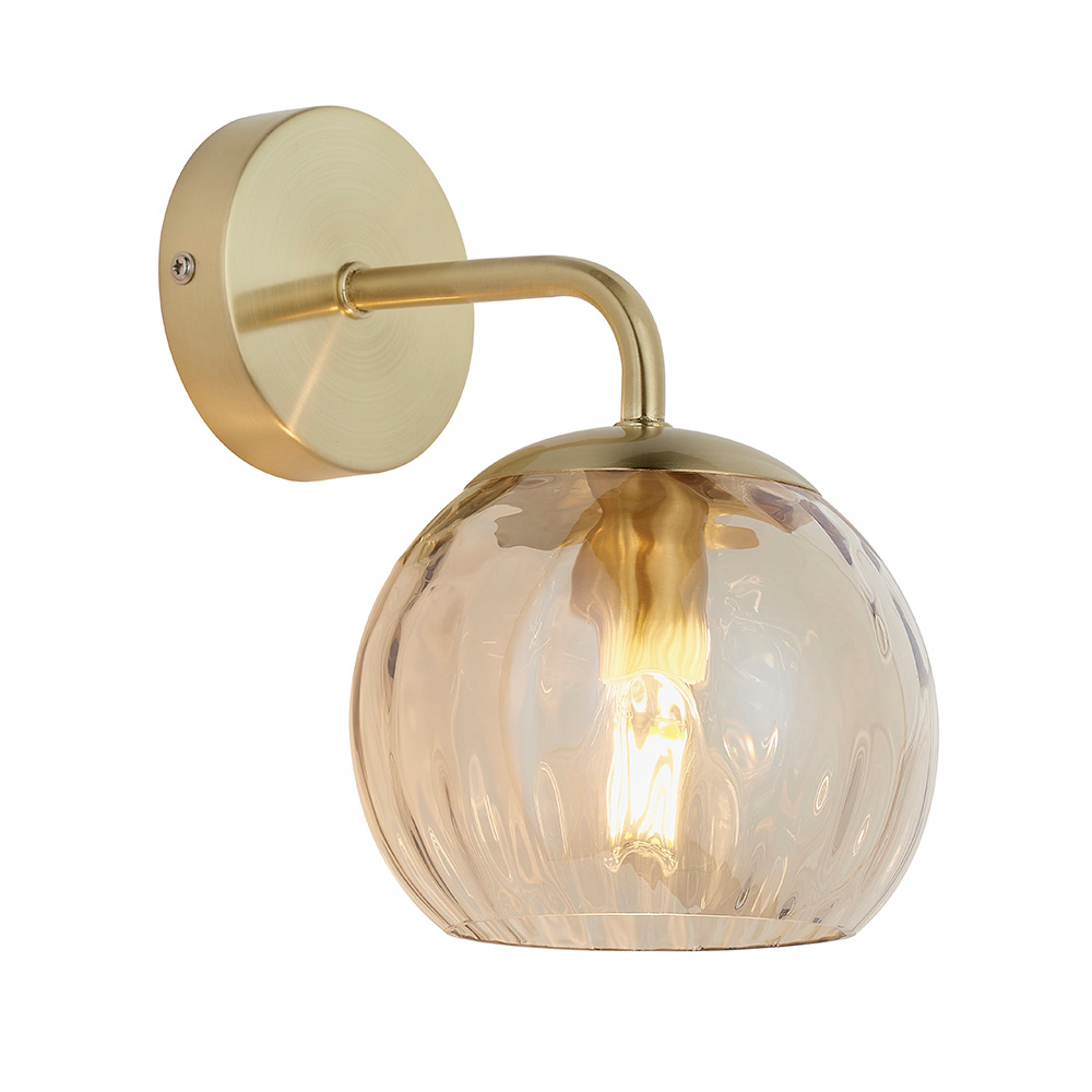 Dimple Champagne Glass Shade Wall Light In Brass