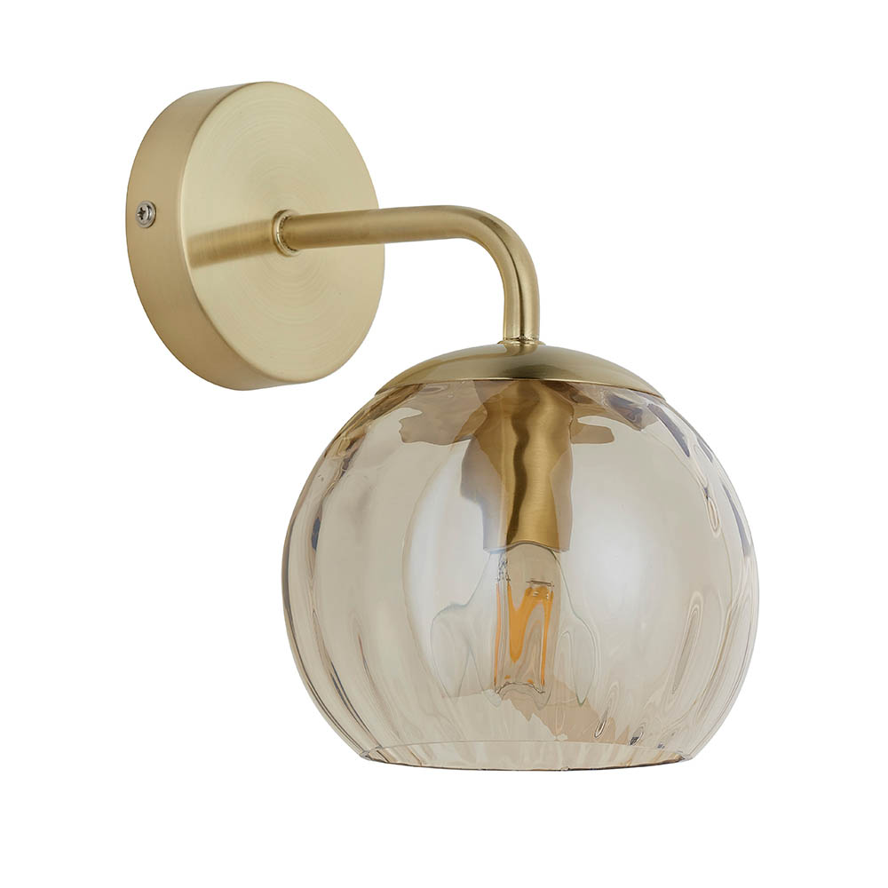 Dimple Champagne Glass Shade Wall Light In Brass