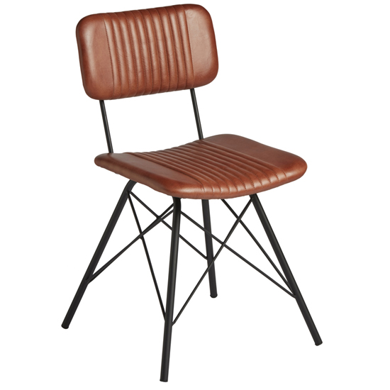 Dinas Bruciato Genuine Leather Dining Chairs In Pair