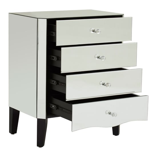 Dingolay Mirrored Glass Chest Of 4 Drawers In Silver_2