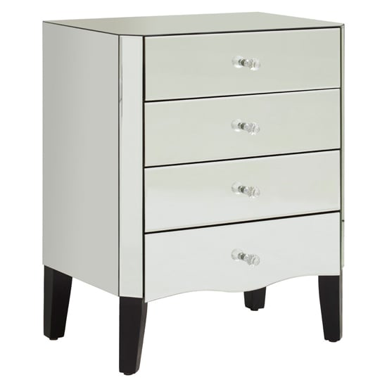 Photo of Dingolay mirrored glass chest of 4 drawers in silver