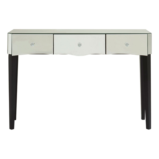 Dingolay Mirrored Glass Console Table With 3 Drawers In Silver