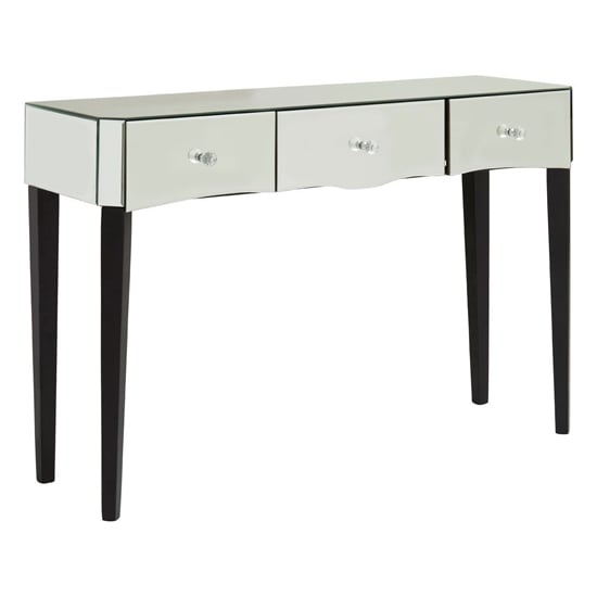 Photo of Dingolay mirrored glass console table with 3 drawers in silver