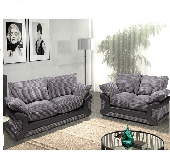 Dinos Fabric Sofa Suite 3 And 2 Seater Black Grey 20371 Click To Enlarge