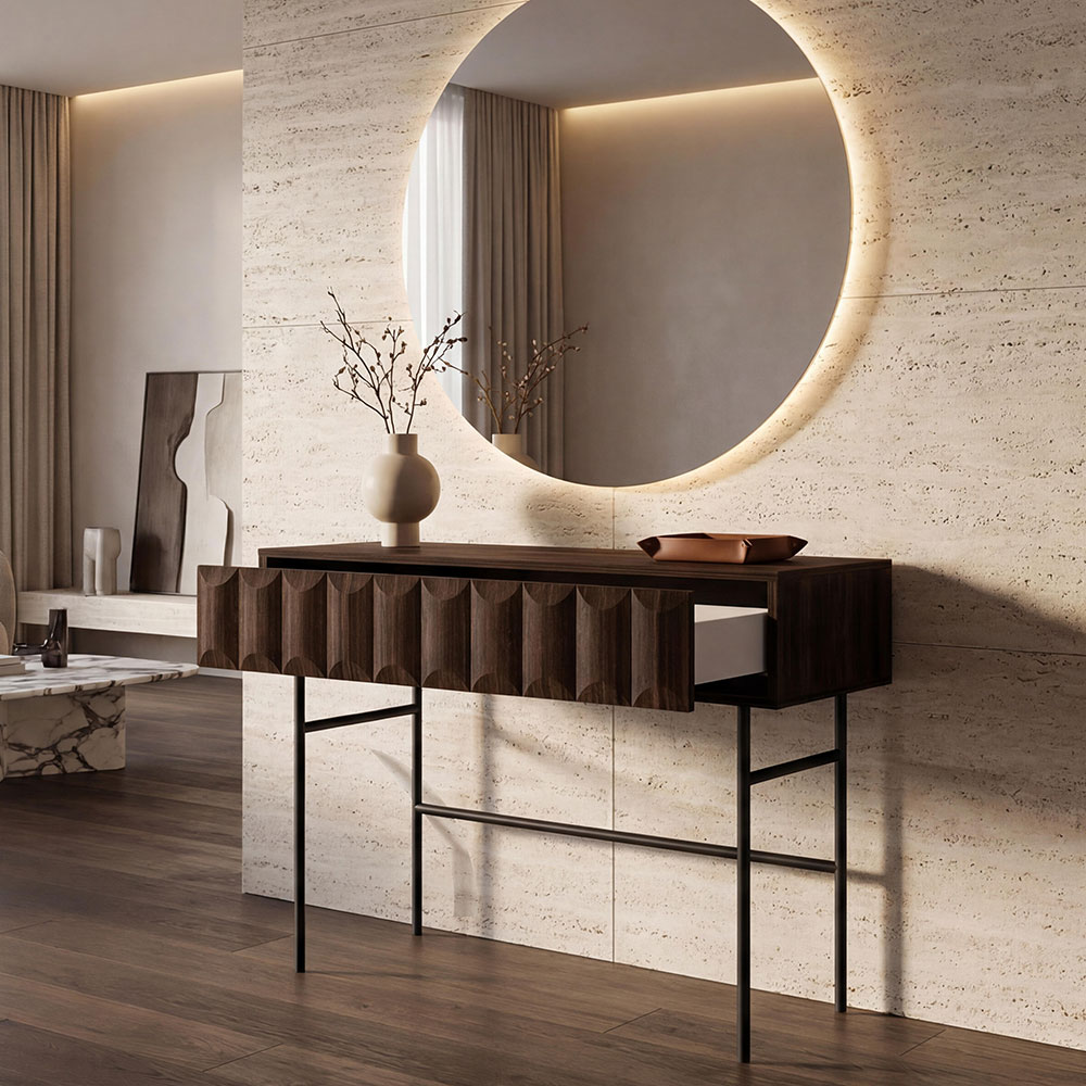 Diora Wooden Console Table with 1 Drawer in Espresso and Dark Wood