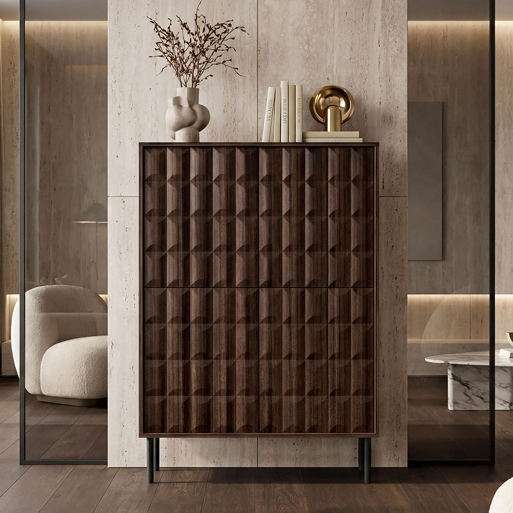 Diora Wooden Display Cabinet with 2 Doors in Espresso and Dark Wood