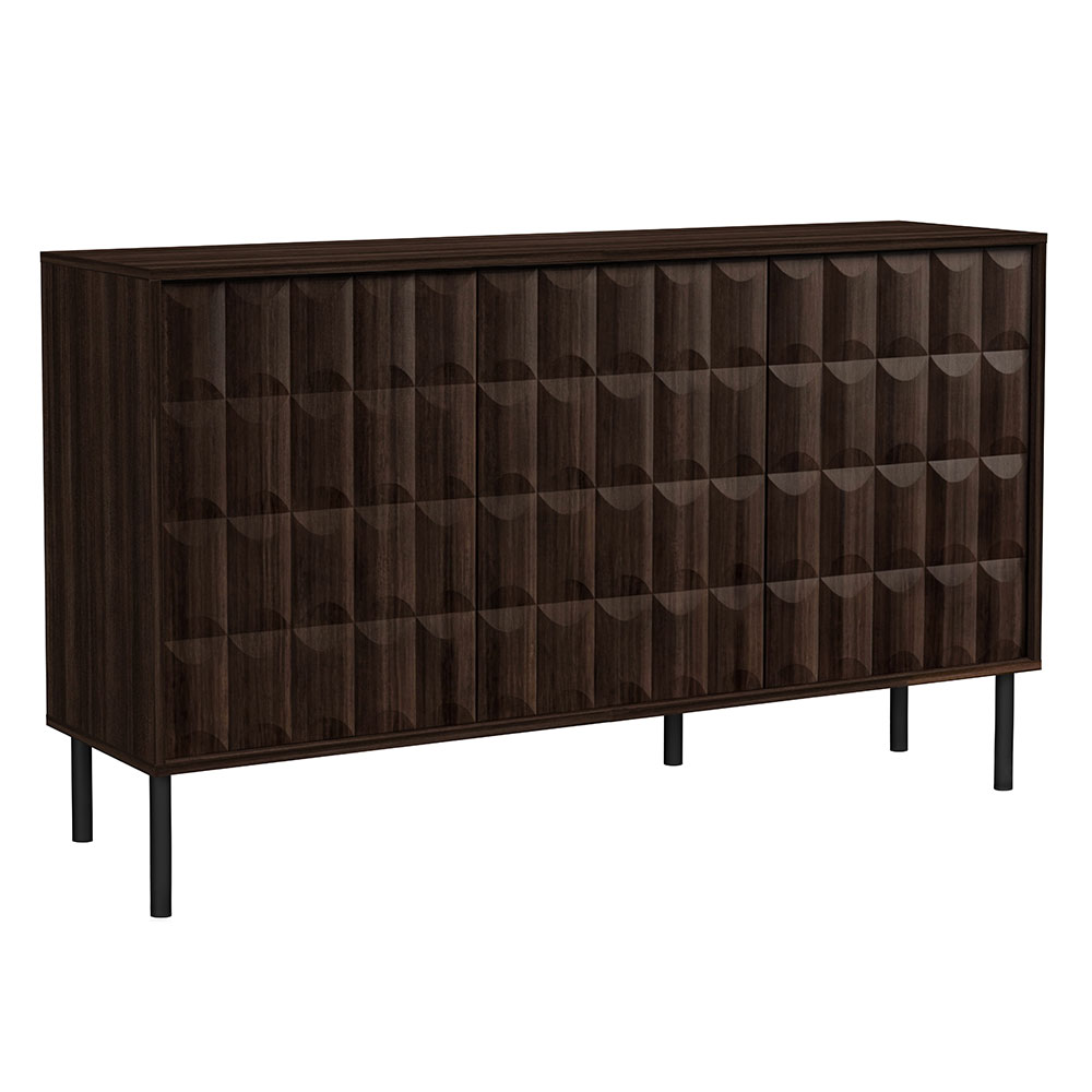 Diora Wooden Sideboard with 3 Doors in Espresso and Dark Wood