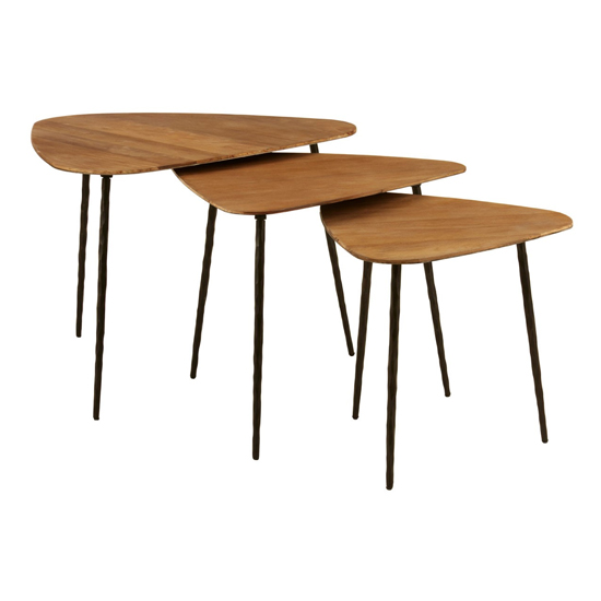 Diphda Set Of 3 Triangular Nesting Tables In Brown Furniture in Fashion